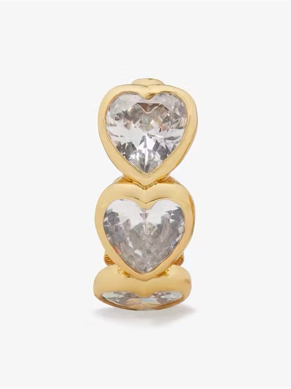 Kate Spade Gold Heart Triple Crystal Huggie Earrings - NWT - Picture 3 of 5